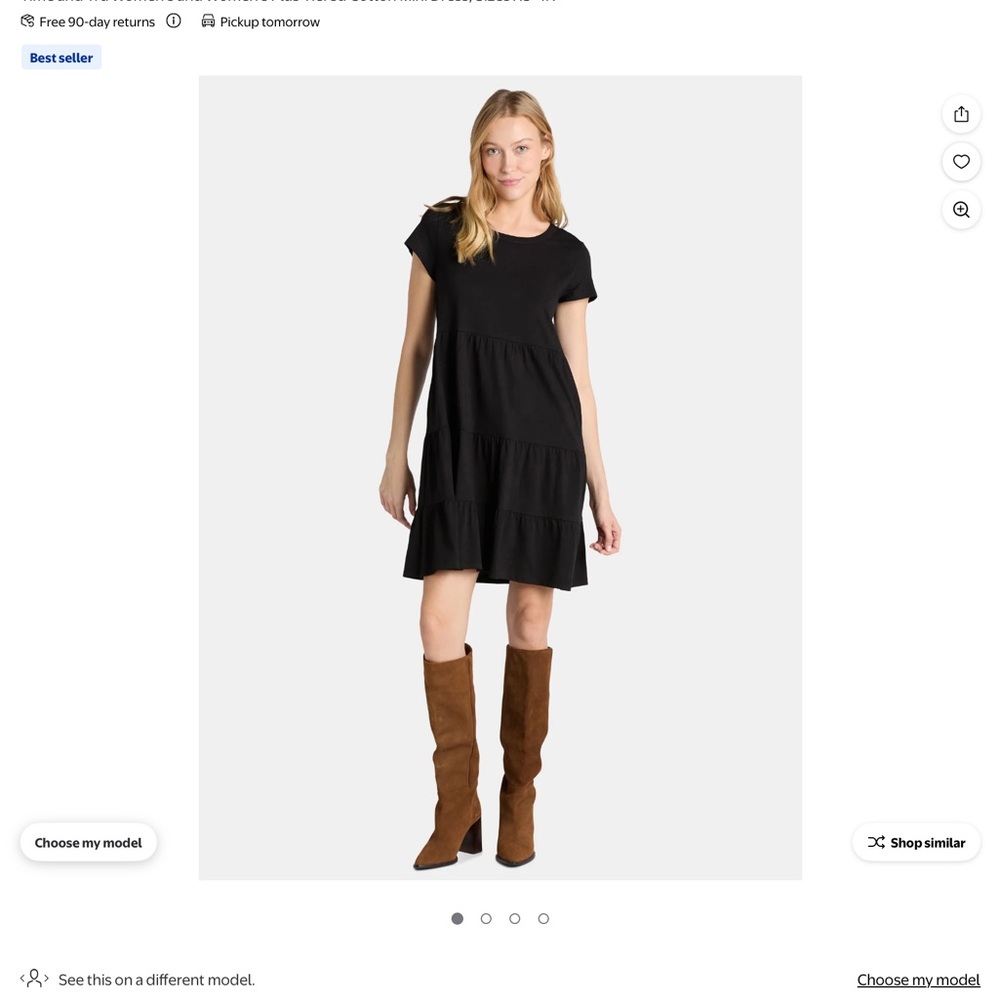 Time and Tru Black A-Line Mini Dress - Picture 1 of 1